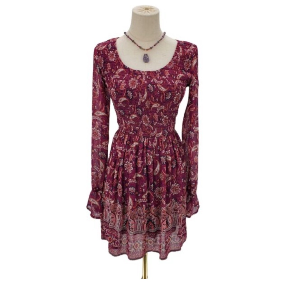 Hollister maroon floral dress